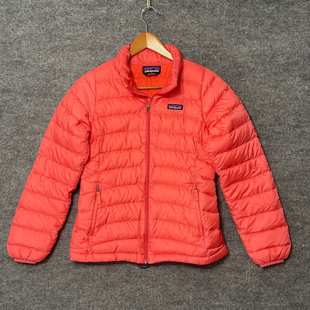 Patagonia Jacket Kids Large Pink Down Insulated Puffer Coat Youth L 12 Hoodless - Picture 2 of 10
